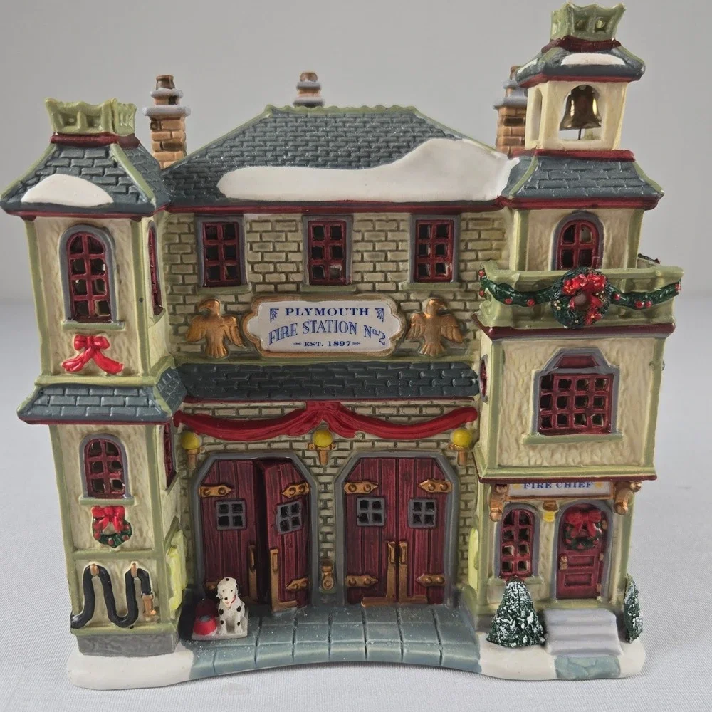Lemax Plymouth Corners Fire Station No. 2 25657A 2002 Porcelain House